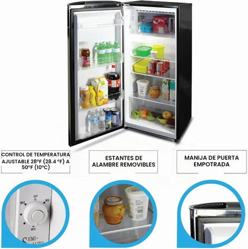 Vista 4 de Koolatron Refrigerador compacto con congelador, acero inoxidable, capacidad de 6.2 pies cúbicos (176 litros), para aperitivos, comidas congeladas