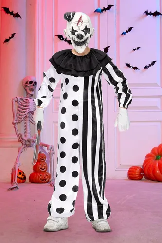Vista 3 de BesserBay Halloween Kids Scary Killer Clown White Costume 5-14 Years