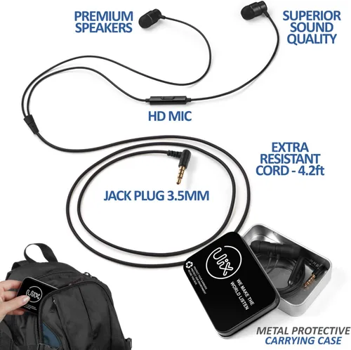 Vista 2 de UliX Rider - Auriculares intraurales con cable, auriculares con micrófono, con cable antienredos, auriculares para iPhone, iPad, Samsung