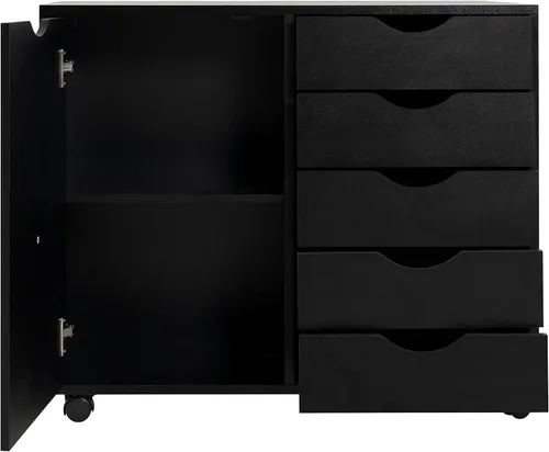 Vista 8 de Naomi Home Archivador de oficina con ruedas para debajo del escritorio, con 5 cajones y gabinete de almacenamiento lateral, organizador móvil