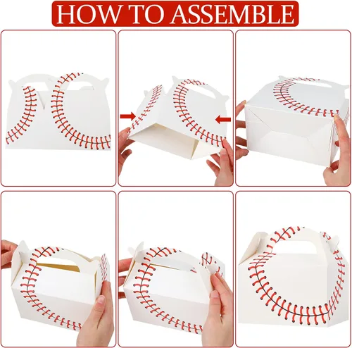 Vista 4 de CCINEE Cajas de regalo de béisbol, 16 unidades, temática deportiva, caja de regalo de fiesta de 6.2 pulgadas, bolsas de cartón para niños, adultos