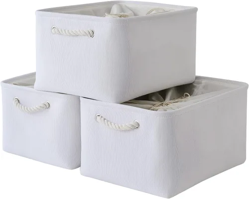 Vista 40 de TheWarmHome Contenedores de almacenamiento para estantes, tamaño mediano, 3 unidades, 13.8 pulgadas de largo x 9.8 pulgadas de ancho x 6.7 pulgadas