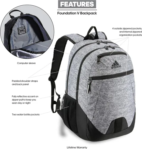 Vista 2 de adidas Foundation - Mochila, Gris, talla única