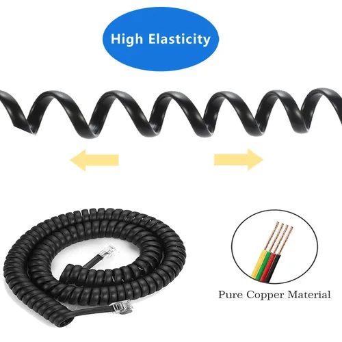Vista 3 de Vthahaby Paquete de 2 cables de teléfono para línea fija, longitud máxima estirada de 8 pies (sin enrollar)/1.4 pies (enrollado), cable RJ9 4P4C
