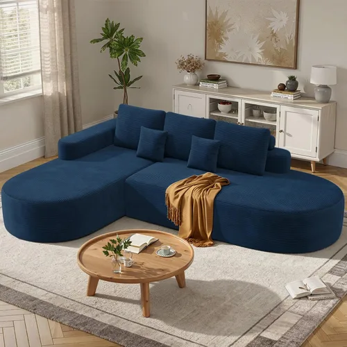 Vista 11 de Sofá modular curvado de 112 pulgadas, sofás de gran tamaño para sala de estar, moderno sofá modular sin hueso con asiento profundo, sofá de espuma