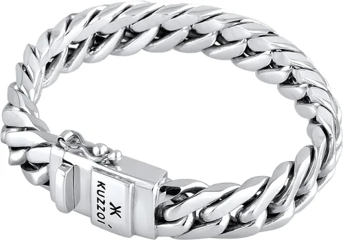 Vista 2 de kuzzoi Pulsera redonda bizantina de plata de ley 925 para hombre, longitud 7,48 pulgadas - 9,05 pulgadas, ancho 0,55 pulgadas, 3.17 onzas