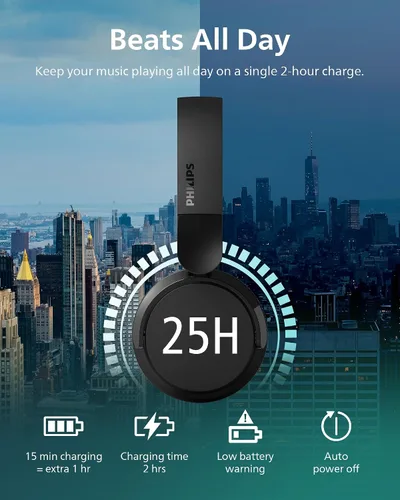 Vista 4 de Auriculares inalámbricos PHILIPS H3209, auriculares Bluetooth de diadema, graves dinámicos, firma de sonido, llamada clara, vida de batería de 25H