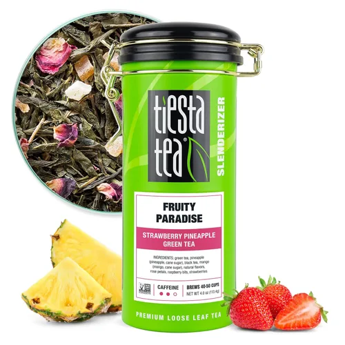 Vista 12 de Tiesta Tea - Fruity Paradise - Té verde de fresa y piña, mezcla de hojas sueltas de primera calidad, sabor a fruta tropical, cafeína media, caliente