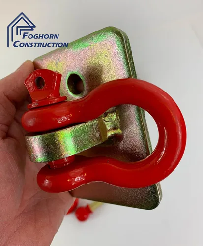 Vista 2 de Soporte de grilletes de anillo en D con placa de respaldo y anillo en D de 1/2 pulgada, anillos en D para remolques y accesorios de tractor, anclaje