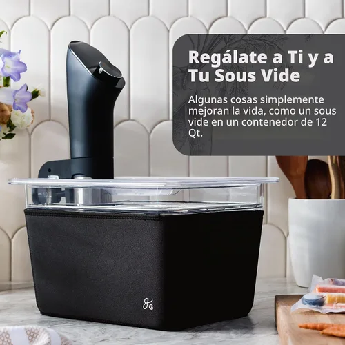 Vista 7 de Greater Goods Sous Vide Kit con contenedor, estante, tapa y manga, 1100 W