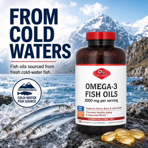 Vista 5 de Olympian Labs Aceites de pescado omega-3, 2,000 mg, 240 cápsulas blandas 1,000 mg por cápsula blanda