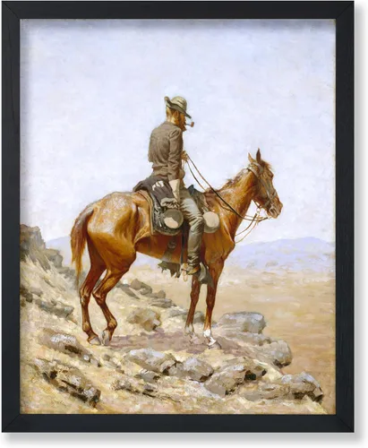Vista 34 de Poster Master Póster vintage de The Lookout, estampado retro de vaquero, arte occidental, arte del salvaje oeste, arte de equitación, regalo