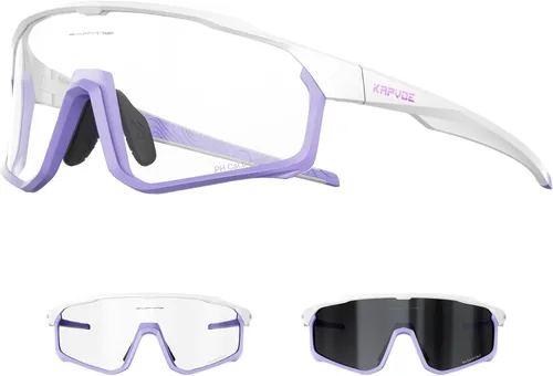 Vista 10 de KAPVOE Gafas de ciclismo fotocromáticas para hombres y mujeres, gafas de sol para bicicleta de montaña MTB, deportes, transición, triatlón, carrera