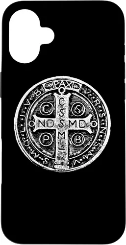 Vista 23 de Funda cristiana católica para iPhone 16 con medalla de San Benito de San Benito