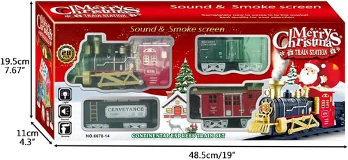 Vista 8 de Juego de Navidad eléctrico S con luces de música, funciona con pilas, juego de Navidad para niños y niñas, juegos de Navidad, pistas de tren, árbol