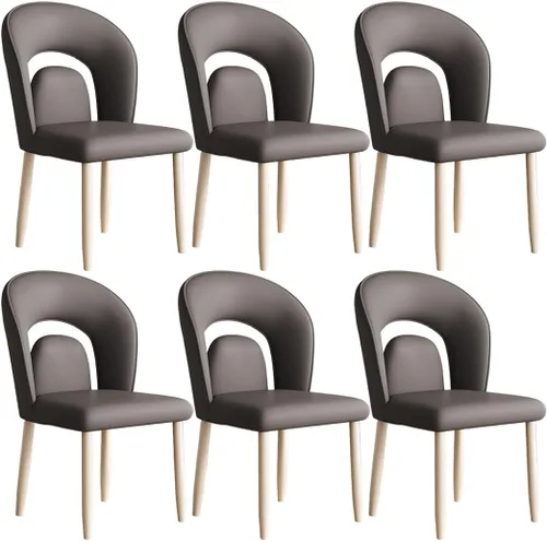 Vista 33 de YVYKFZD Leather Dining Chairs, Kitchen Chairs Set with Curved Back, Upholstered Dining Room Chair, Armless Comfy Side Chair, for Living Room, Dark