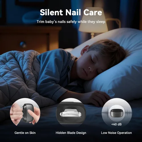 Vista 5 de Cortaúñas eléctrico para cortar uñas: pulidor de uñas automático 3 en 1 con luz LED, almacenamiento de clips, 2 velocidades, cortador de uñas