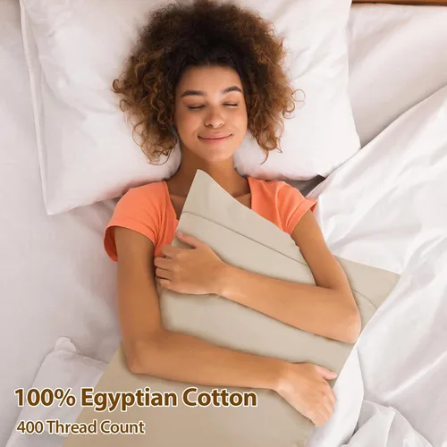 Vista 171 de Juego de 2 fundas de almohada 100% de algodón egipcio, fundas de almohada refrescantes de 400 hilos, fundas de almohada suaves y transpirables