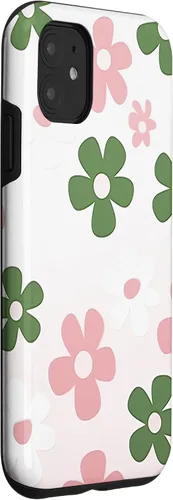 Vista 3 de Funda con diseño floral de margaritas verde salvia y rosa para iPhone 11