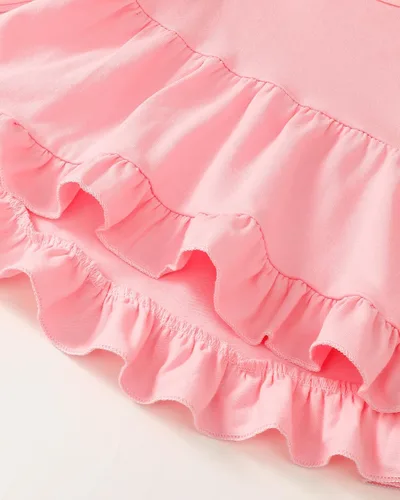 Vista 5 de Conjunto de ropa para bebé niña pequeña, con volantes, pantalones florales, ropa para niñas