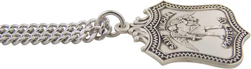 Vista 2 de Colgante de medalla con forma de escudo de San Miguel, plata de ley, 1.5 in