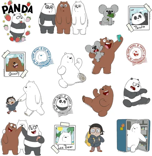Vista 4 de We Bare Bears - Adhesivos de vinilo L de lujo, 50 unidades, tableta, interior y exterior