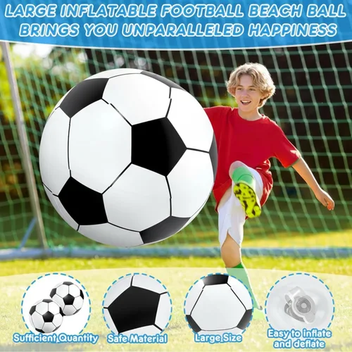 Vista 3 de Lewtemi 2 pelotas de fútbol inflables gigantes de 40 pulgadas, globos de playa grandes y enormes globos de fútbol, deporte, fiesta de cumpleaños