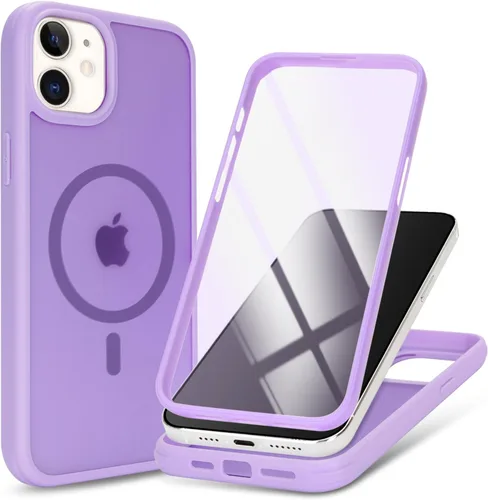 Vista 9 de Funda magnética para iPhone 12 mini con protector de pantalla integrado, compatible con MagSafe, para Apple 12 Mini, fundas de cuerpo completo