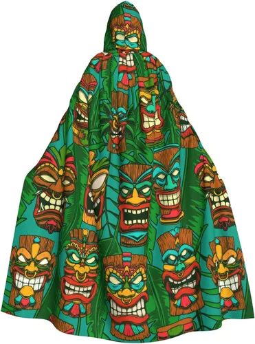 Vista 2 de Tiki Idols and Palm Leaves Halloween Mago Witch Sudadera con capucha capa de Navidad cosplay para adultos