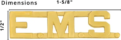 Vista 2 de Smith & Warren 1/2" E.M.S Letras Collar Rango Insignia Pin Oro Acabado Emergencia Servicio Médico Uniforme Pin