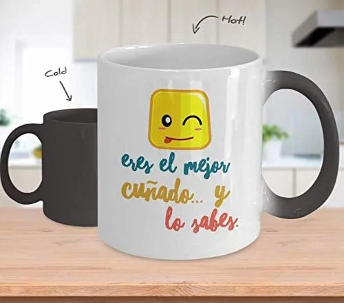 Vista 2 de Regalo para cuñado Taza de Cafe para hermano en derecho Perfecto regalo para graduados, profesionales y estudiantes Vaso con afirmaciones