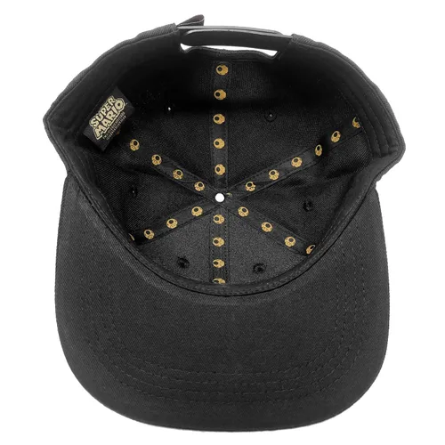 Vista 4 de Controller Gear Super Mario Flat Bill Snap Back Hat (Black & Gold Mario M)