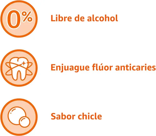 Vista 5 de Amazon Basics - Enjuague bucal para niños con flúor, anticaries, sin alcohol, sabor a goma de mascar, 18 fl oz (paquete de 1)