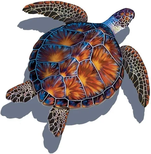Vista 2 de Mosaico de porcelana de tortuga marina para piscina (10 x 10 pulgadas, verde)
