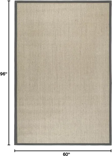 Vista 145 de Alfombra de sisal Safavieh, de color maíz y negro, tejida a mano, de la colección de fibras naturales; 5 x 8 pulgadas, NF441A, Tela, Gris / Gris