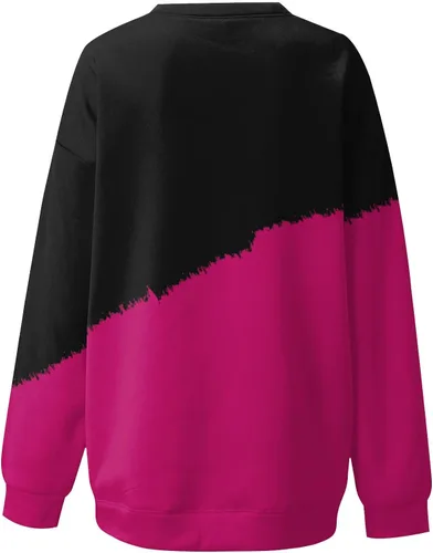 Vista 4 de Camisetas de otoño para mujer, color degradado, de manga larga, cuello redondo, a la moda, sexy, para otoño
