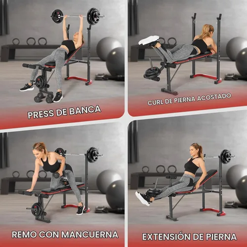 Vista 6 de OPPSDECOR Foldable Weight Bench Set with Squat Rack and Preacher Curl Pad