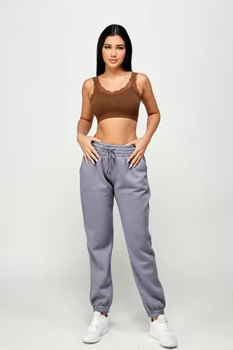 Vista 12 de IUUI Pantalones deportivos de cintura alta para mujer, con bolsillos, de algodón, holgados, atléticos