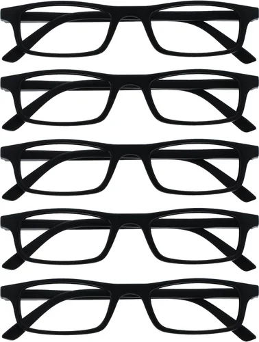 Vista 13 de OPULIZE TED - Lentes de lectura para mujeres y hombres, marco mate rectangular ligero y estrecho con bisagras de resorte, color negro +1.50