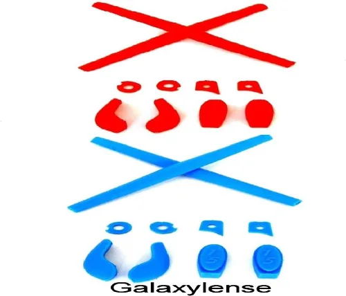 Vista 2 de Galaxy almohadillas para orejas de nariz & earsocks Kits de goma para Oakley Juliet, Penny, Marte Azul/Rojo