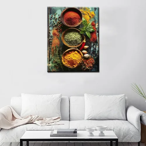 Vista 3 de Variedad de especias y hierbas, kits de pintura por números con pinceles, condimentos de cocina, pintura al óleo acrílica para adultos y niños