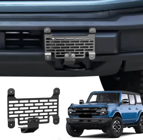 Vista 10 de 2021-2024 Bronco Portamatrículas, Montaje de Marco Frontal para Parachoques de Acero Capaz - Compatible con Accesorios Bronco 2024-2021 6ª