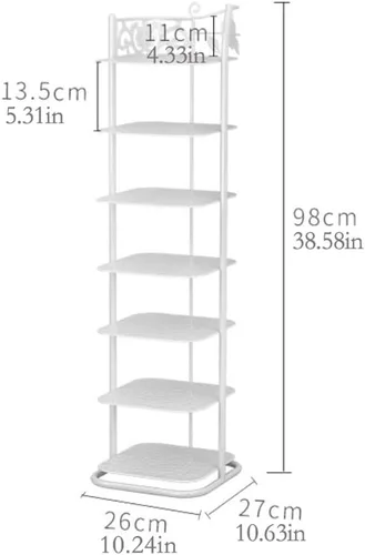 Vista 3 de GRFIT Zapatero de entrada de 7 niveles para zapatos, estante vertical de tubo de acero resistente, zapatero alto de 38.58 pulgadas, organizador