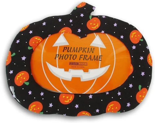 Vista 4 de Show-Offs Marco de fotos con forma de calabaza de Halloween para fotos de 5 x 7 (murciélagos en naranja)