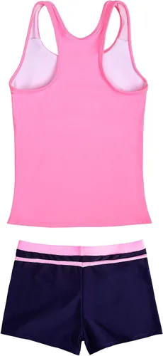Vista 2 de JerrisApparel - Traje de baño de dos piezas para niñas Traje de baño tipo tankini camiseta sin mangas con short