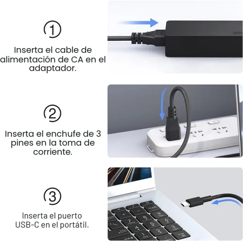Vista 3 de Dzytnsy Cargador USB C de 65 W compatible con Lenovo Thinkpad/Yoga/Chromebook Laptop Computer 65W 45W USB C Adaptador de corriente rápida