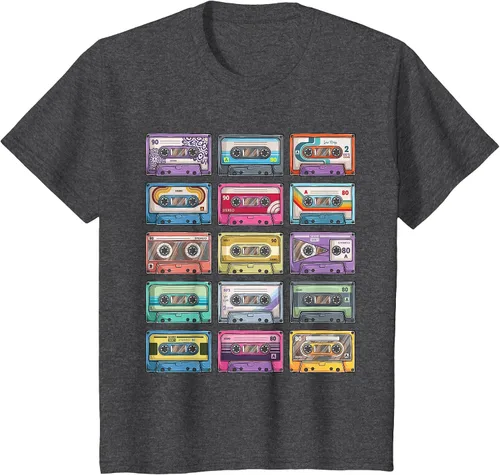 Vista 10 de Vintage Cassette Tapes Collection 80's 90's Music Mixtape T-Shirt Asphalt Grey