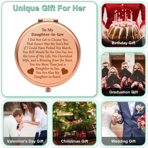Vista 6 de Regalo para nuera de mamá, regalo de boda, espejo de maquillaje compacto para novia, futura nuera, regalos de despedida de soltera, regalos