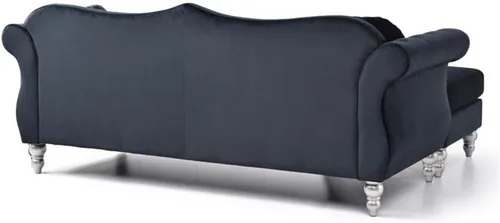 Vista 5 de Glory Furniture Sofá de terciopelo Hollywood Chaise en negro Marfil