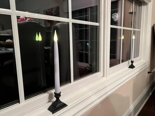 Vista 5 de 612 Vermont VT-1660P-4 - Velas LED de ventana con temporizador (6 encendido/18 apagado), llama parpadeante LED dual blanca cálida patentada, Peltre